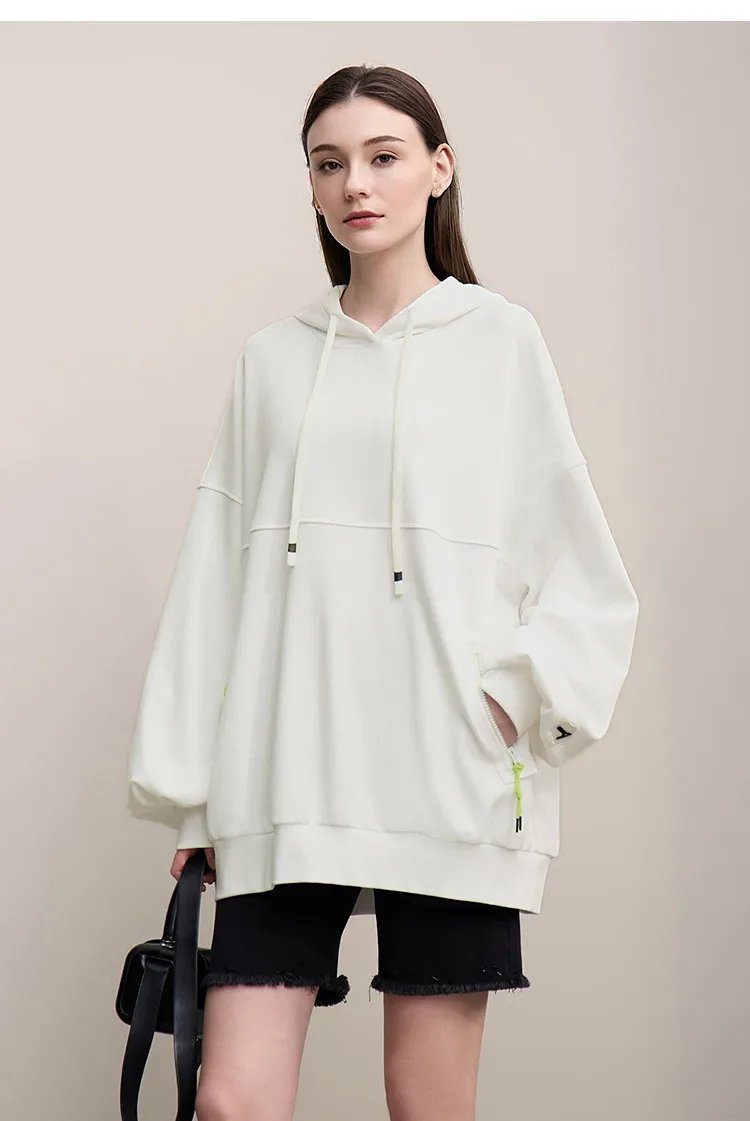 Amii Women's Sweatshirt 2026 Spring New Casual Letter Embroidery Printed Hooded Sweater Women's Loose Versatile Top 12641024