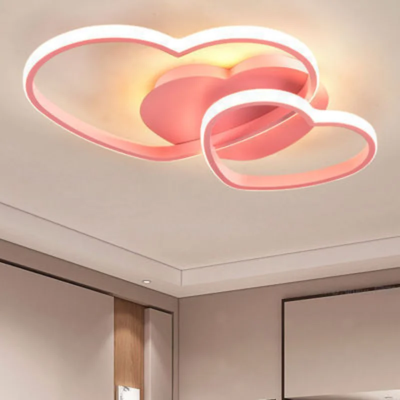 

Princess Heart LED Modern Ceiling Lights Surface Dimmable Children Girl Room Living Room Wedding Decor Chandelier Fairy Lamp