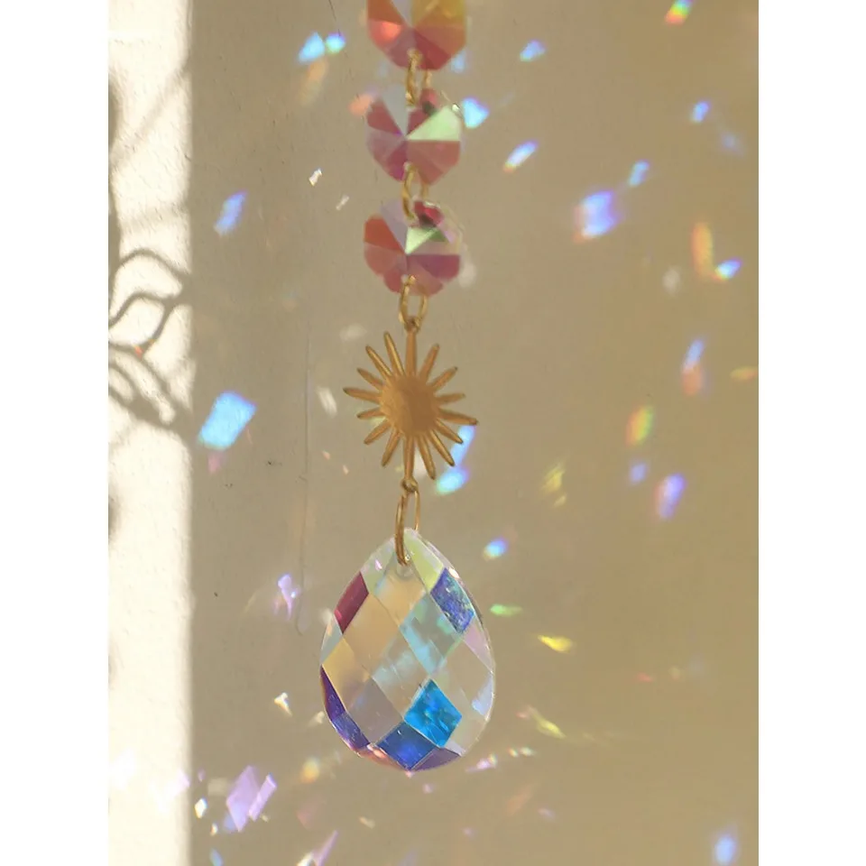 Suncatcher 1 Stuk Tuinieren Ambachten Gouden Lotus Ab Kleurrijke Waterdruppel Hanger Kristallen Decoratie Hanger