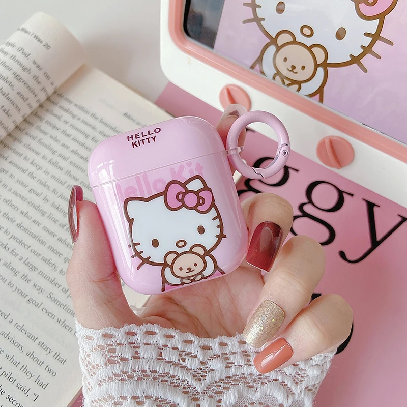 Cute Pink Kitty Cat Apple AirPods 2 Case Cover Pro IPhone Earphone Accessories Air Pod | Электроника