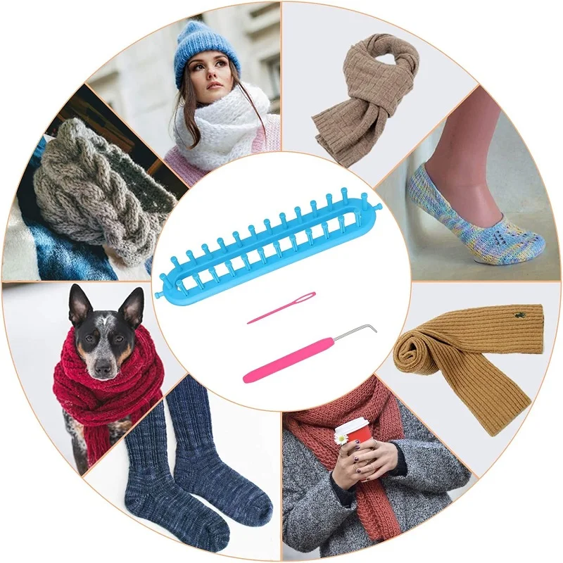 겨울 스카프 뜨게 직기 키트, DIY 공예, 직기 선택 도구, 바늘 위버 거친 원사 바늘 인공물 재료 팩