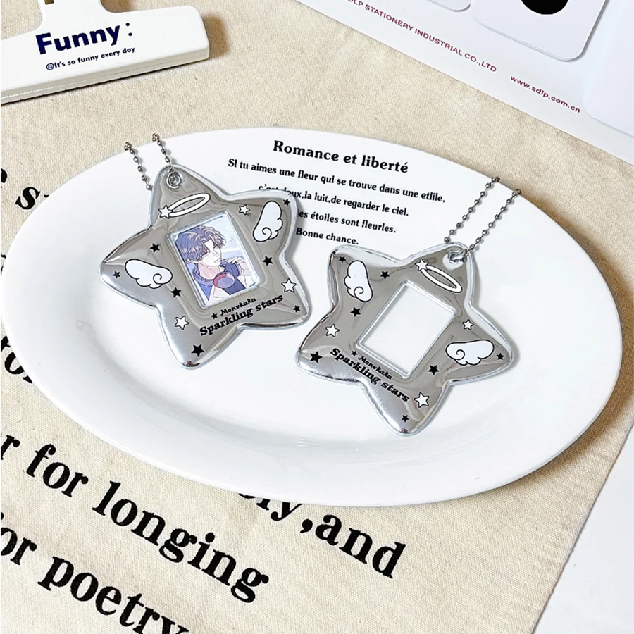 Silver angel star card cover certificate photo card cover star card cover bag pendant 3