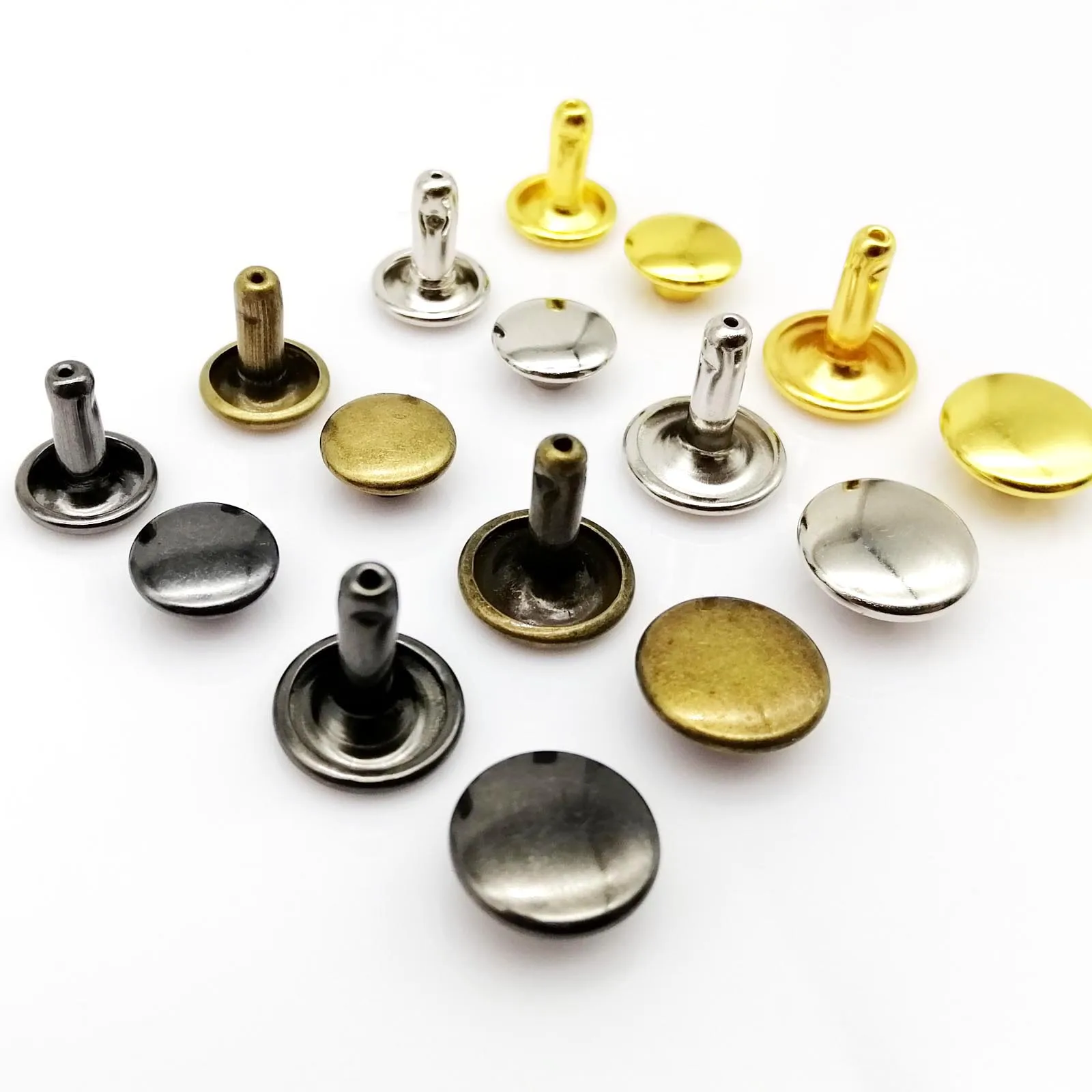 100 Set Borchie Per Pelle Con Doppio Cappuccio - 8x8mm, Oro, Per Fai Da Te E Riparazioni - Foto 6