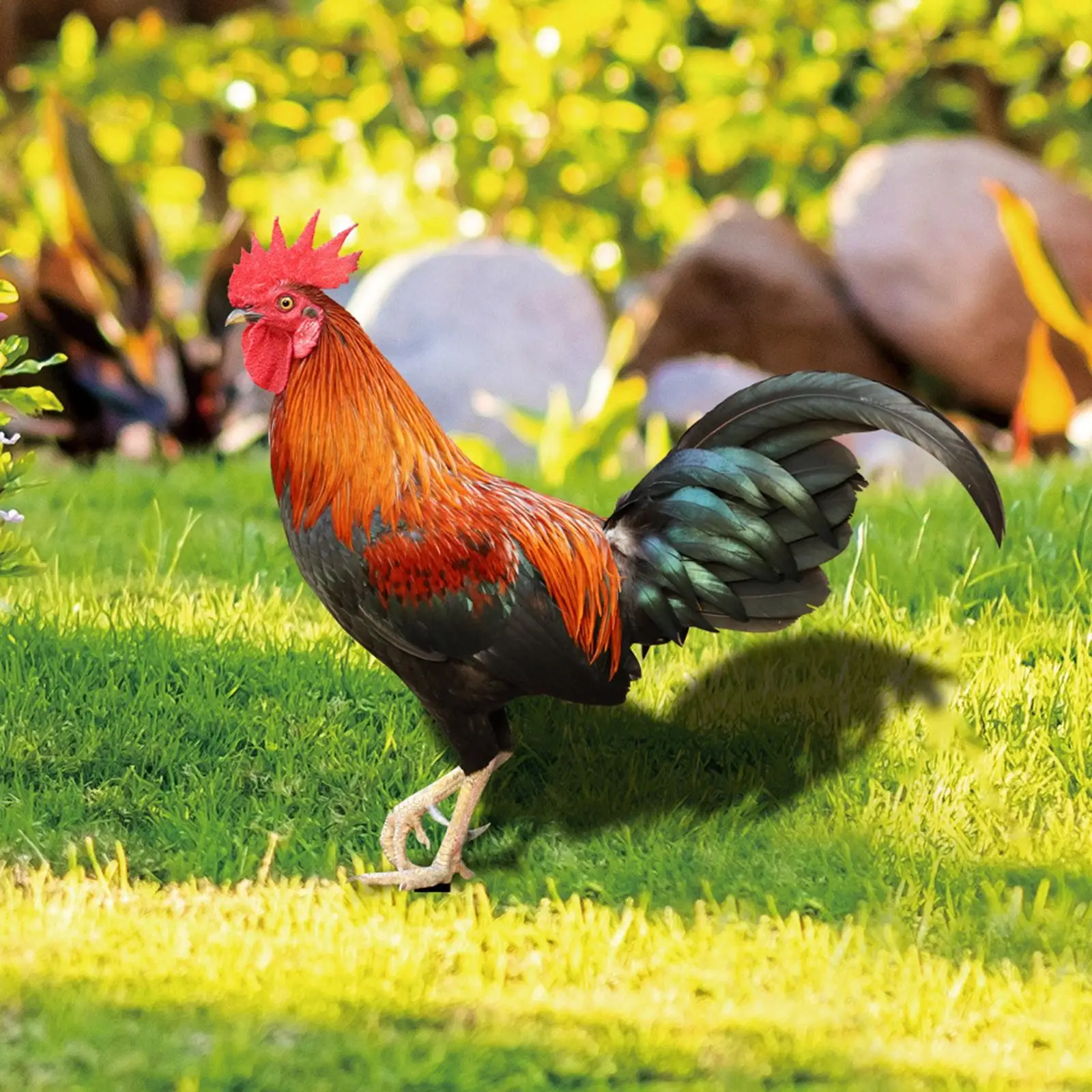 Rooster Animal Statue Ornament Garden Stakes Standing Yard Sign Decor for Courtyard Patio