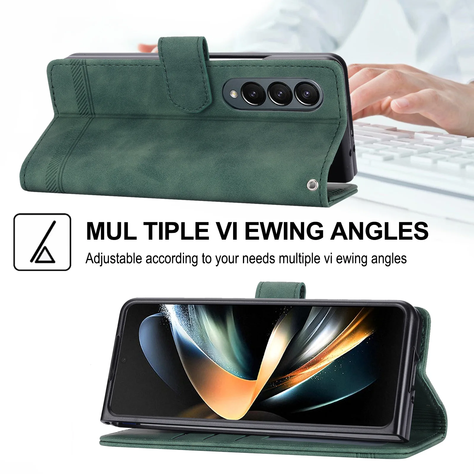 Genuine Leather Foldable Phone Case with Hand Strap, Wallet, Card Slots, and Hinge Protection