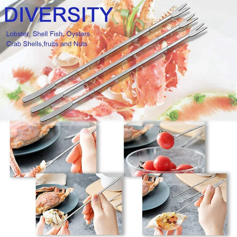 Seafood Tools Set 2 Crab Clip 2 Plastic Pick 4 Stainless Steel Forks 8Pcs -  AliExpress