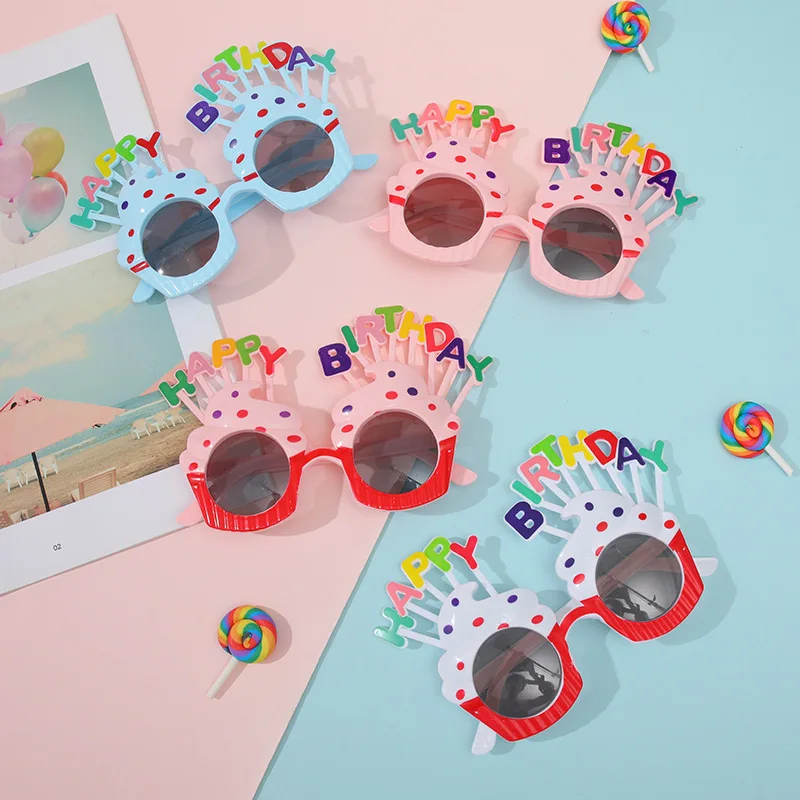 1Pcs Funny Happy Birthday Party Glasses Cute Rainbow Ice Cream