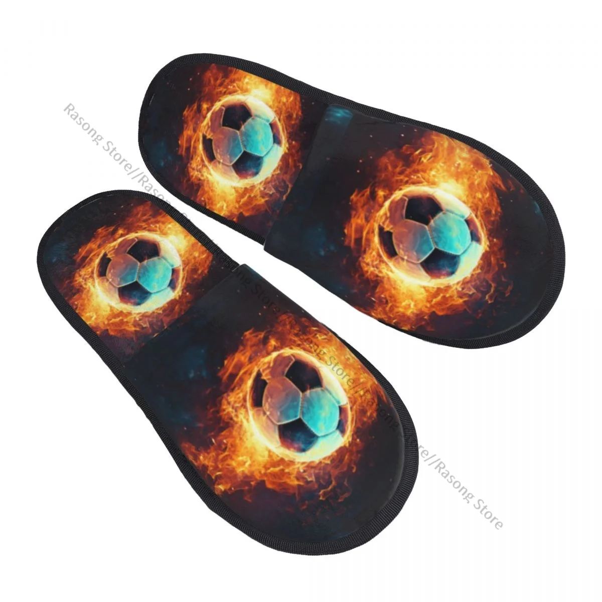 

Plush Indoor Slippers Soccer Fire Warm Soft Shoes Home Footwear Autumn Winter