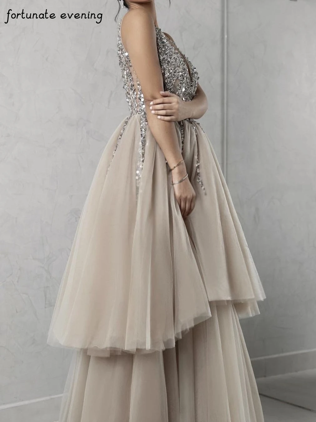

Fortunate вечернее элегантное винтажное милое Привлекательное платье с Блестками, Бисером, открытой спиной, индивидуальное официальное платье для выпускного вечера, вечерние платья