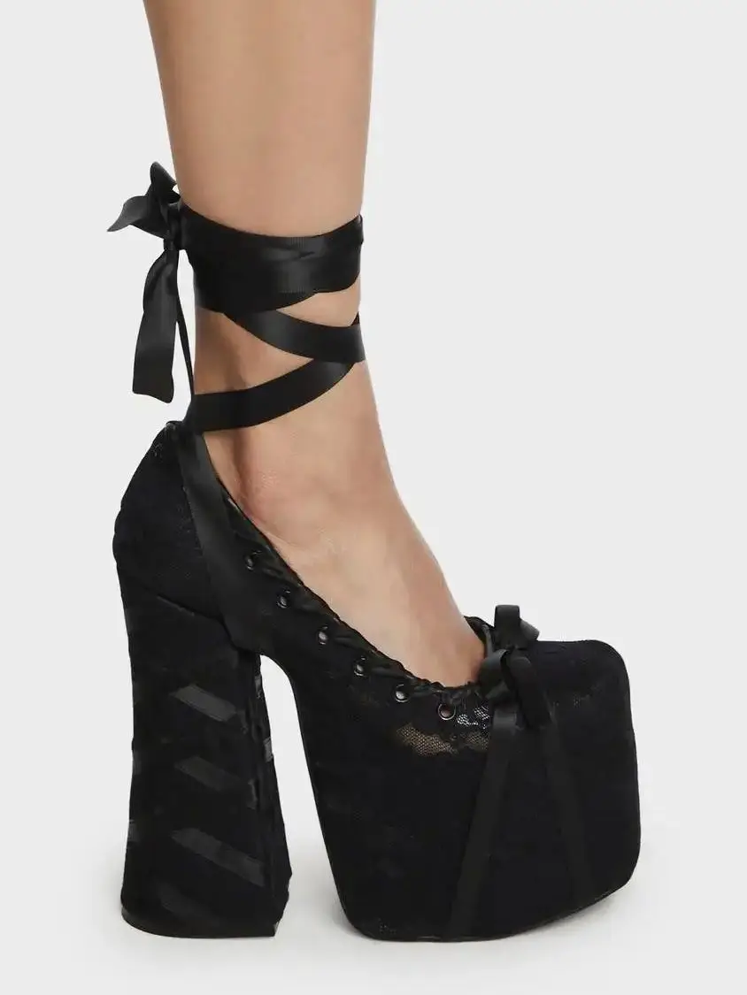 Platform Ballet Heels Ballet Pink Super High Heels Platform Block