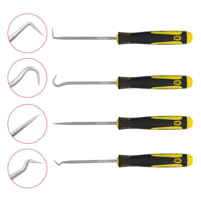 4Pcs 240mm Car Auto Vehicle Oil Seal Screwdrivers Set O-Ring Seal Gasket Puller Remover Pick Hooks Tools Sealing Tools oil seal screwdrivers o ring seal set