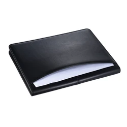 Deluxe Multifunctional PU Leather Business Portfolio with Zippered Closure (Black)