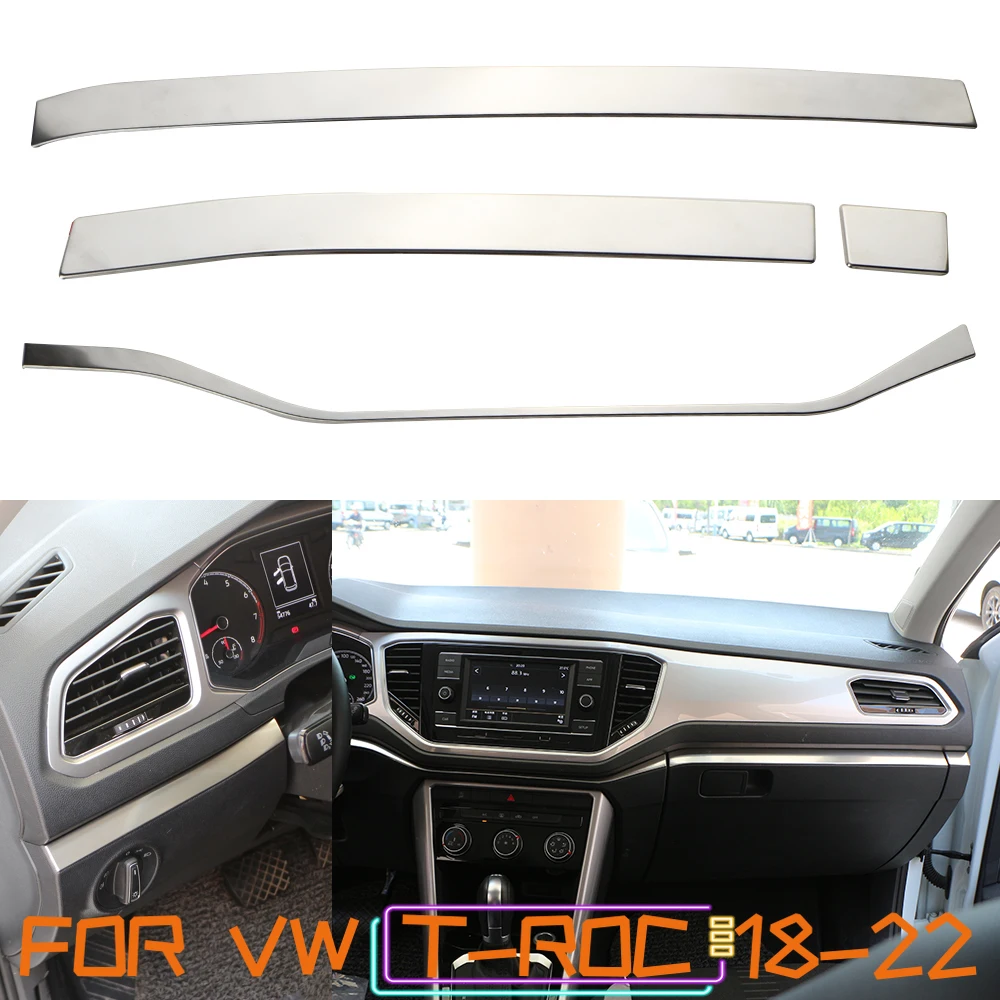 Accessori Interni Auto Per VW Per T-ROC Per TROC 2018 2019 2020 2021 2022 Console Centrale Tazza Pannello Telaio Adesivi Auto Tazza Di Acqua Di Copertura Trim Car Finiture Interne