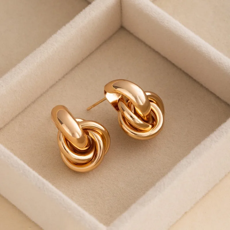 Fashion Stainless Steel Chunky Knot Earrings for Women