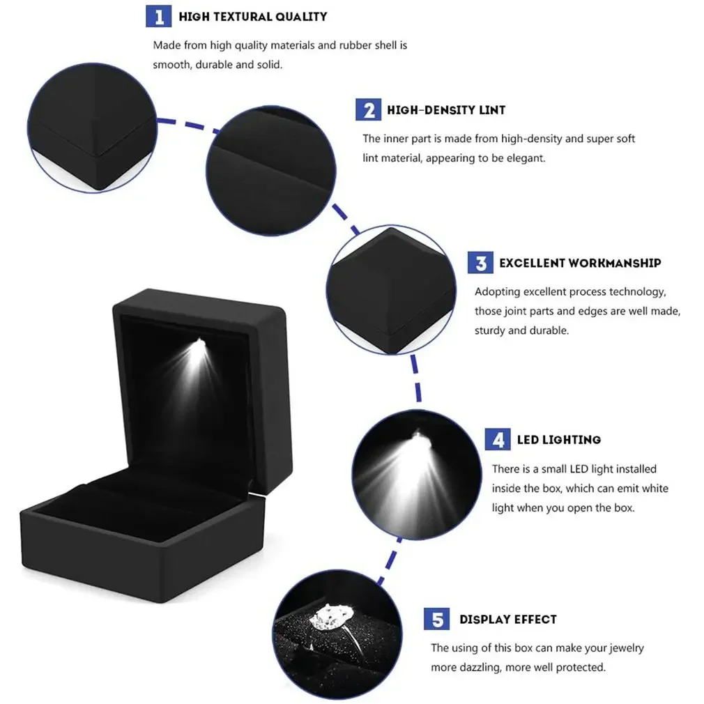 Luxurious LED-Lit Jewelry Ring Box – Multi-Color Options