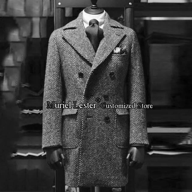 Herringbone Suits Jacket Men Casaco 