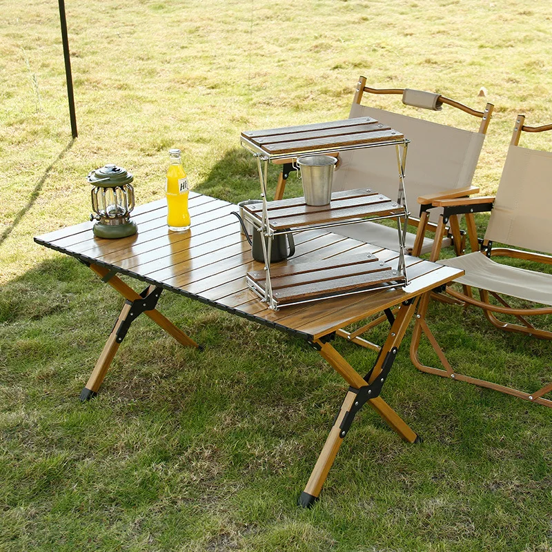 

Portable Outdoor Folding Aluminum Alloy Egg Roll Table Camping Travel Tools Square Picnic Desk