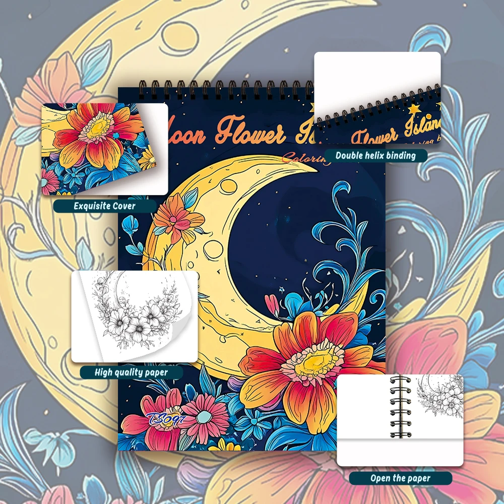Spiral Colouring Book 30 Sheets 11.2x 8.3 inches 100gsm Thick Paper, For Relief, Anxiety, Perfect for Many Holiday Gifts 5