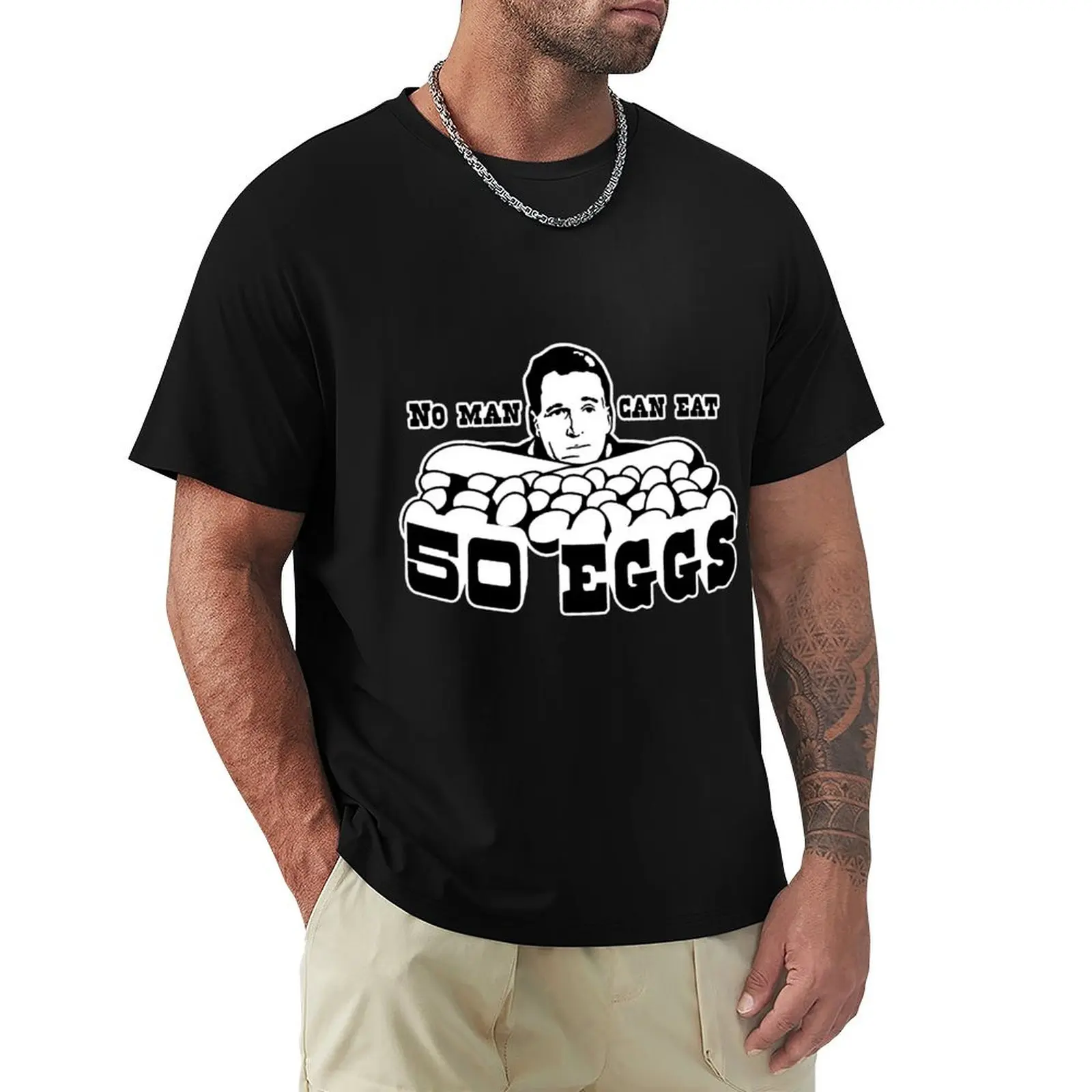 Cool Hand Luke No Man Can Eat 50 Eggs Sticker T-Shirt graphics plus size tops T-shirts for men cotton