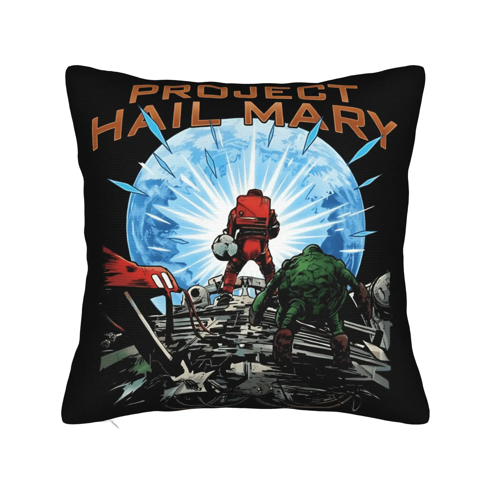 Custom Kawaii Pillow Cover for Living Room Chair - Project Hail Mary Design Featuring Rocky Ball