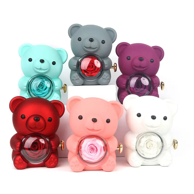 Eternal Rose Teddy Bear Jewelry Box with Custom Name Necklace Valentine Wedding Special Present for Girlfriend Anniversary gift - Image 4