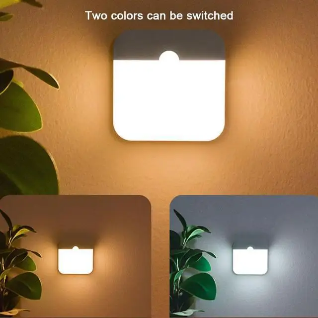 Motion Sensor Led Night Light Usb Charging Square Lamp for Bedroom Kitchen Stair Hallway Wardrobe Cupboard Lighting