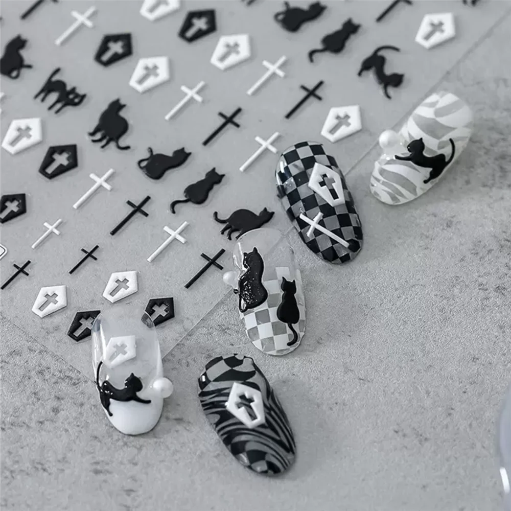 TSC-577 TSC-576 Dark Cute Cat DIY 3D Back glue Nail Art Stickers Decals Sliders Nail ornament decoration