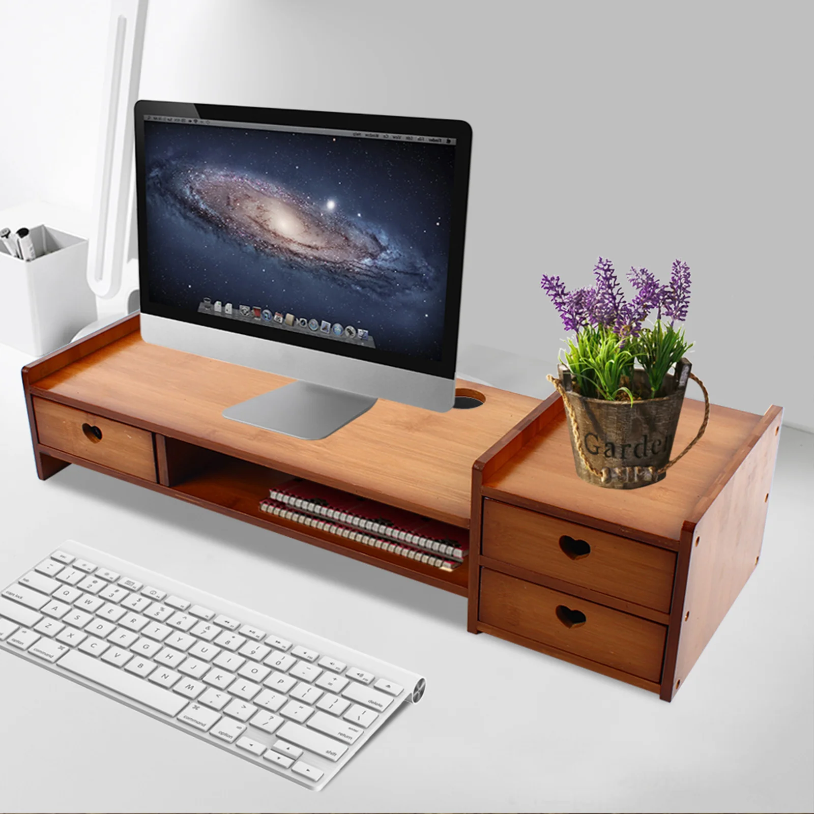 Bamboo Wood Monitor Stand 2
