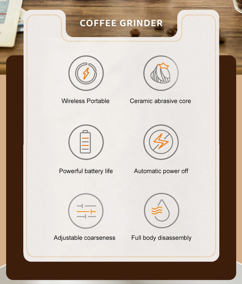 Description Picture 3 of itemElectric Coffee Bean Grinder USB Charging Mini Coffee Bean Mill Grinder Espresso Spice Grinder for Kitchen