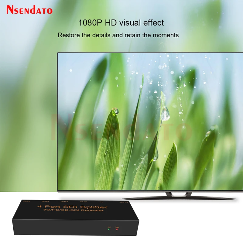 4 Port SD/HD/3G-SDI SDI Splitter 1X4 SDI Distribution Video Audio Converter 1080P SDI Extender for TV Camera Projector Monitor