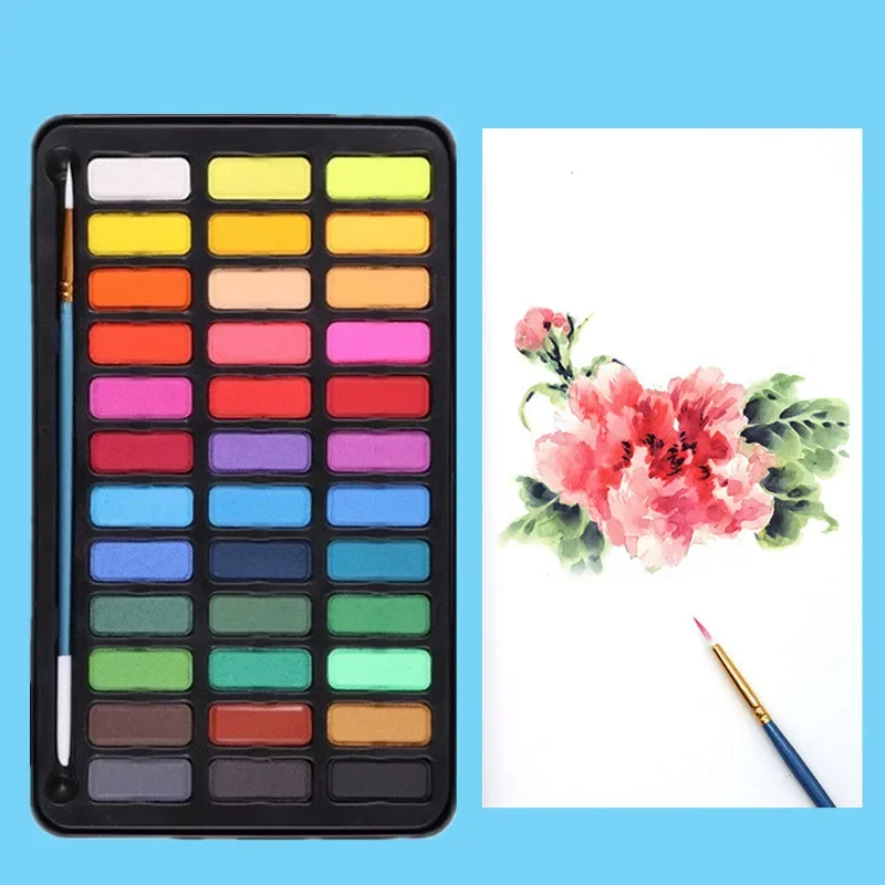 Portable Solid Watercolor Set 24/36 Colors Water Color Paint Pigment With Paint Brush Drawing Set Art Supplies