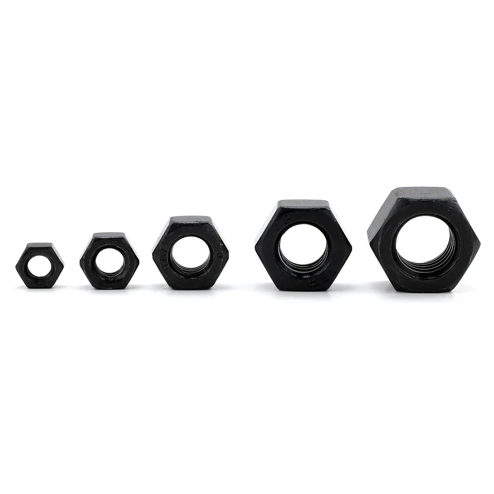 JUIDINTO 1-55pcs Black Hex Nuts M2 M2.5 M3 M4 M5 M6 8 M10 M12 M14 M16 M18 M20 M22 M24 M27 Carbon Steel Metric Hexagon Nuts