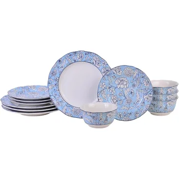 White & Blue Floral 12-Piece Set 1