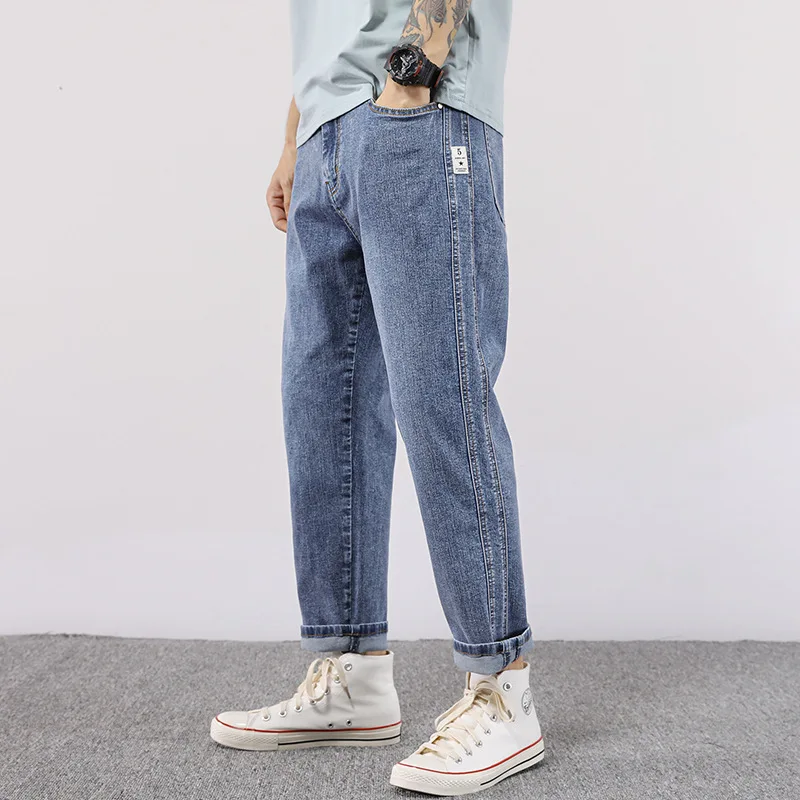

Large Size Jeans Men Loose Elastic Leggings Harlan Jeans Summer Cropped Pants