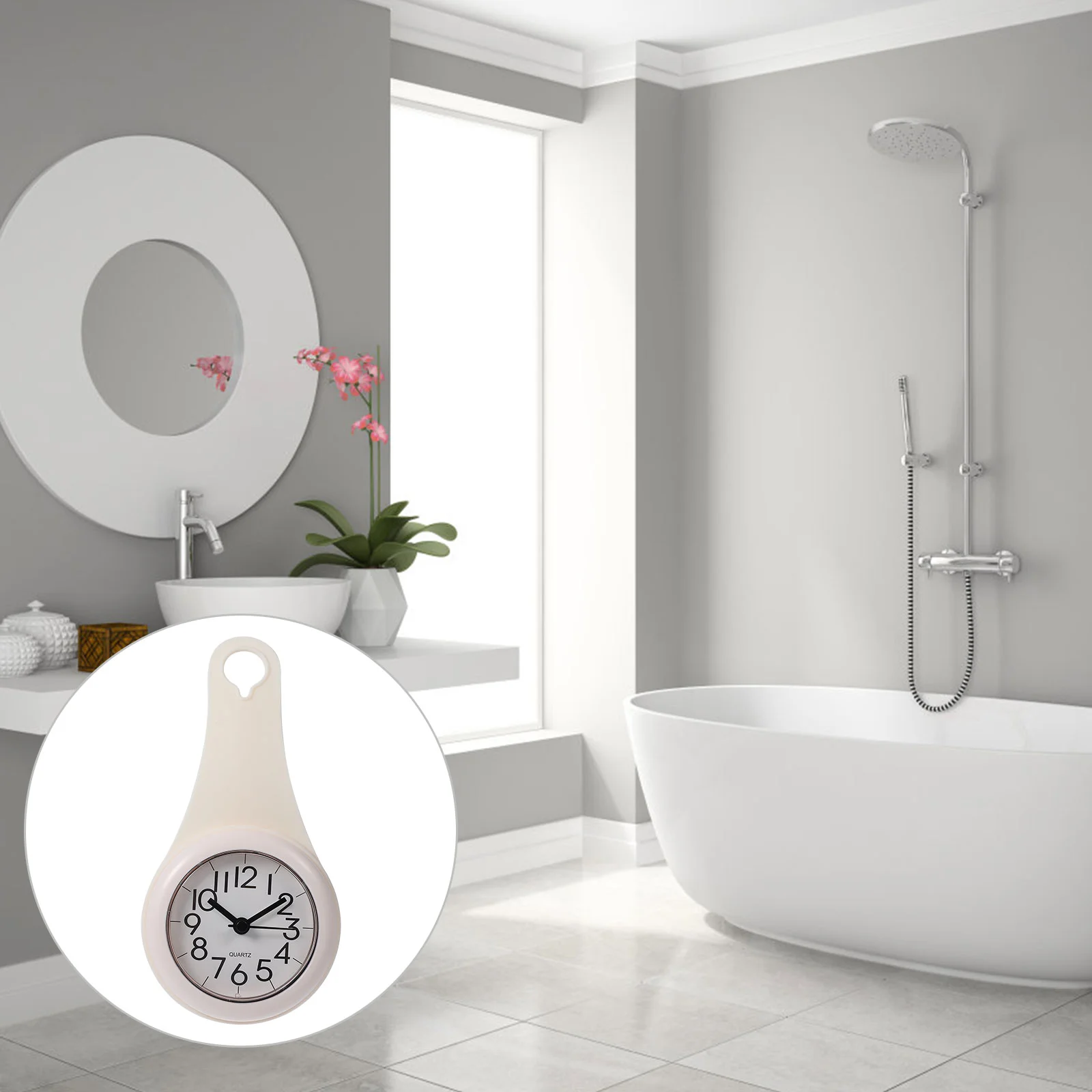 

1pc Bathroom Clock Shower Wall Clock Waterproof Suction Cup Shower Clock