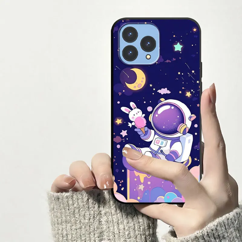 Cool Cartoon Shockproof Soft Silicone Phone Case with Floral Design
