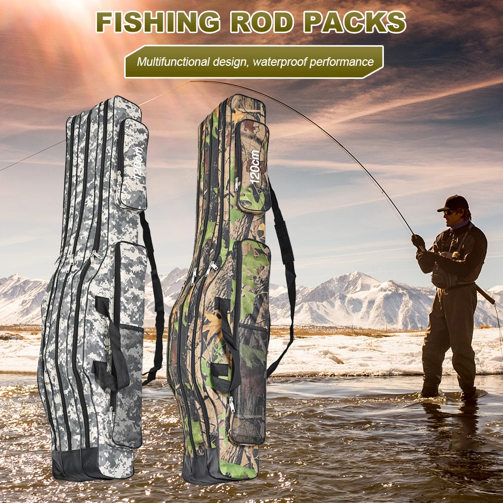 3 Layer Fishing Bag Rod Reel Carrier Organizer 120cm Camo Fishing Tackle  Backpack Large Capacity Multifunctional Fishing Tools