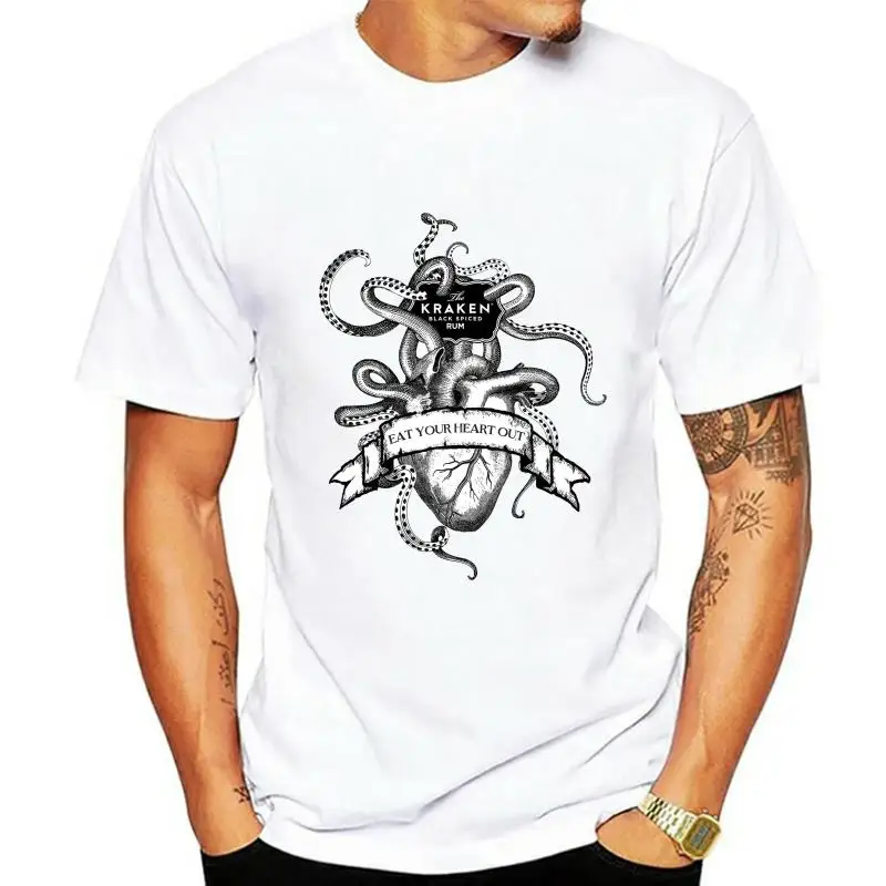 Etichetta Camicia Kraken Rum Pirati Pirati Etichetta Octopus Heart T-Shirt Uomo
