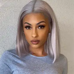 13x4 Lace Front Wigs Preplucked Bob Wig Brazilian Human Hair Lace Frontal Wig 60 Light Blonde Mint Green Grey 613 Colored Wigs