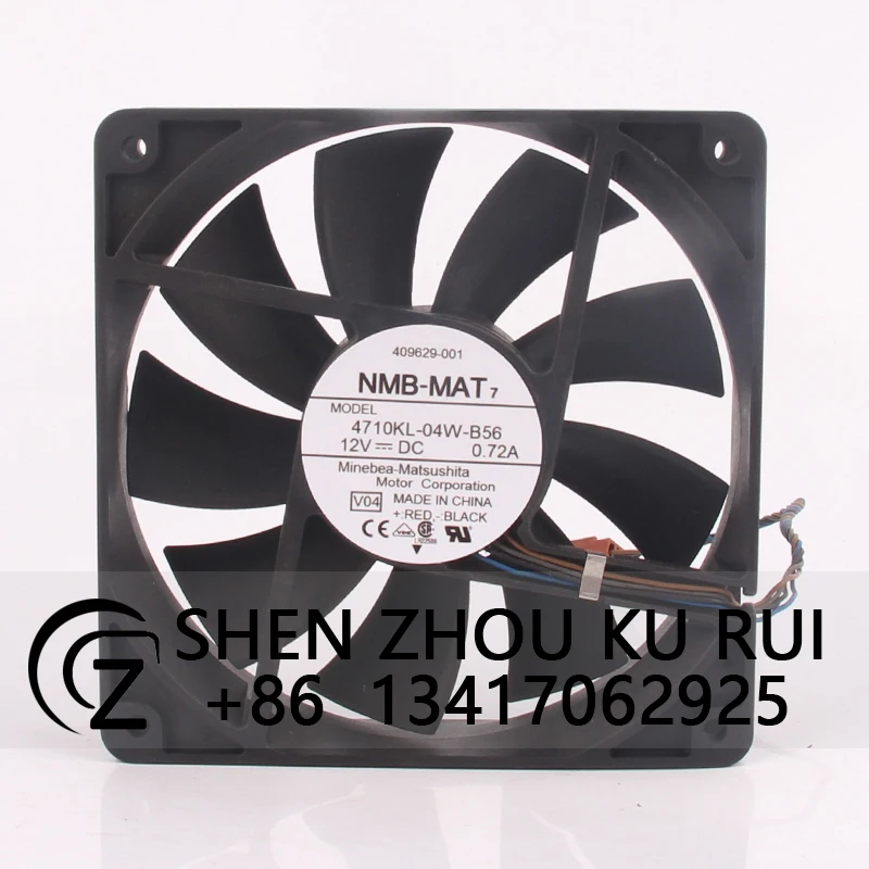 

4710KL-04W-B56 Case Cooling fan for NMB DC12V 0.72A 120x120x25mm 12CM 12025 4-wire Temperature Controlled Centrifugal Exhaust