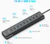 RSHTECH 20W USB C PD Fast Charging 10-Port USB Hub with 10Gbps Data Transfer Aluminum USB Splitter for Laptop PC Computers 2