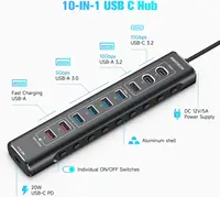 RSHTECH 20W USB C PD Fast Charging 10-Port USB Hub with 10Gbps Data Transfer Aluminum USB Splitter for Laptop PC Computers 2