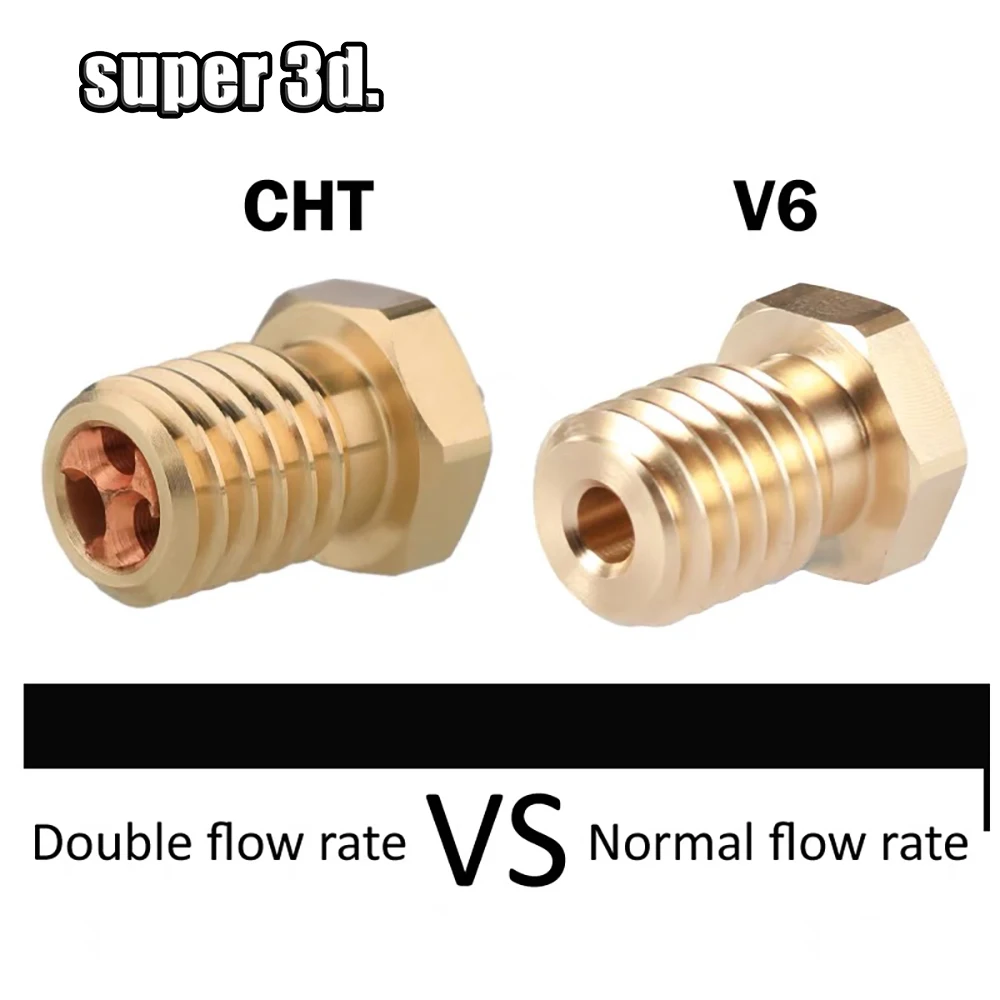 Bico da impressora 3D de latão e cobre, High Flow Bicos, E3D V6, 0.4mm, 0.6mm, 0.8mm, 1.0mm, 1.2mm, 1.75mm