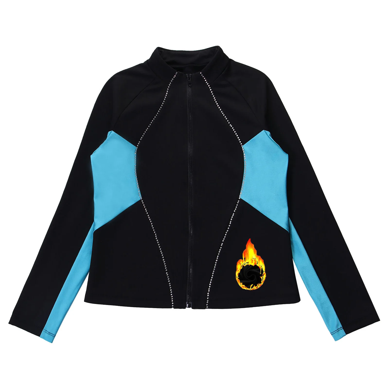 Ballet Leotard Dance Leotard Girls Dance Costumes Girls Figure Skating Gymnastics Jacket Ballet Leotards Fleece-Lined Jacket Rhinestones Sweatshirt Outerwear for Sports Workout