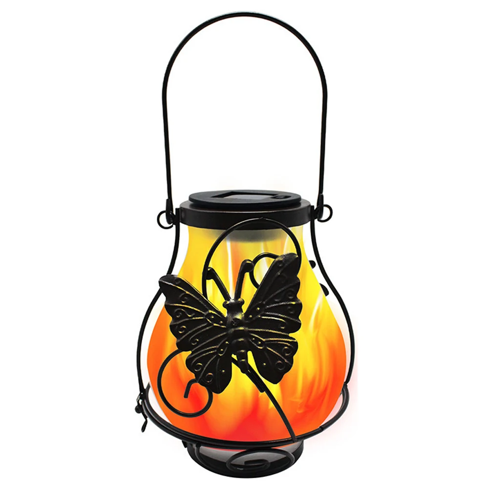 Solar Flickering Flame Light IP65 Waterproof Flickering Flame Outdoor Hanging Lantern Solar Tree Lantern for Pathway Patio Porch