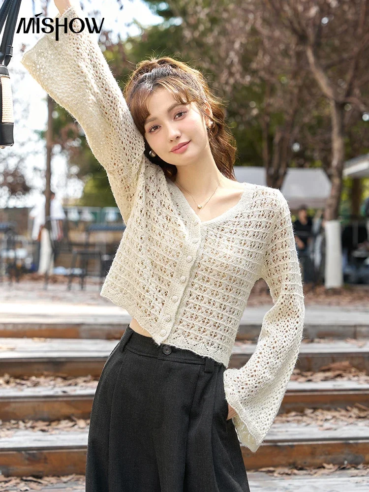 Mishow Hollow Tie Design Bottoming Knit Sweater MXD45Z0766 main image 0