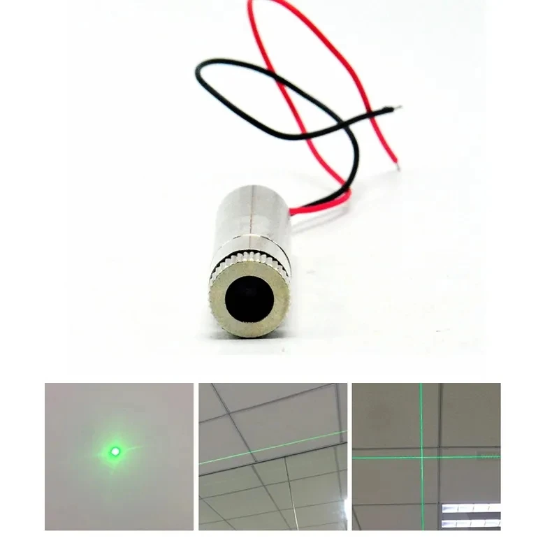 Focusable Adjustable 515nm 520nm 10mw Green Dot/Line/Cross Laser Diode Module adjustable 515nm 30mw green laser diode module dot line cross with holder and adapter for alignment dc12v