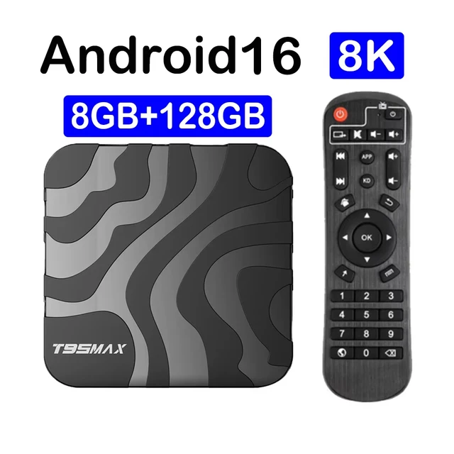 T95 Max 8GB 128GB Smart TV Box Android 16 Google Assistant Bluetooth 6.0 Dual Wifi 5G Wifi6 8K Ultra 4K Streaming Media Player