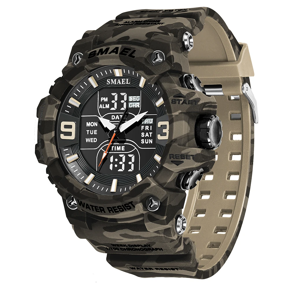 Rugged Men's Sport Waterproof Digital Watch with Alarm and Dual-Time Features