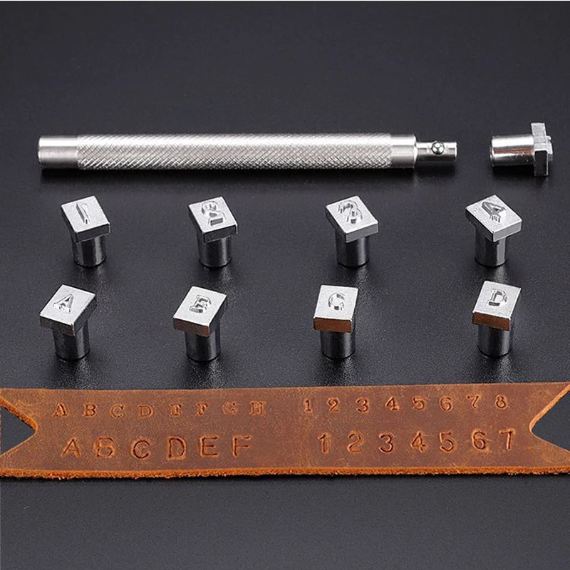 Number Letter Stamp Set Alphabet Number Stamp Set Leather Letter Punch Leather Craft Stamps Hot Stamping Applicator Kit Leather Metal letter and number printing 36 piece punching kit tools for stamping metal, leather, wood